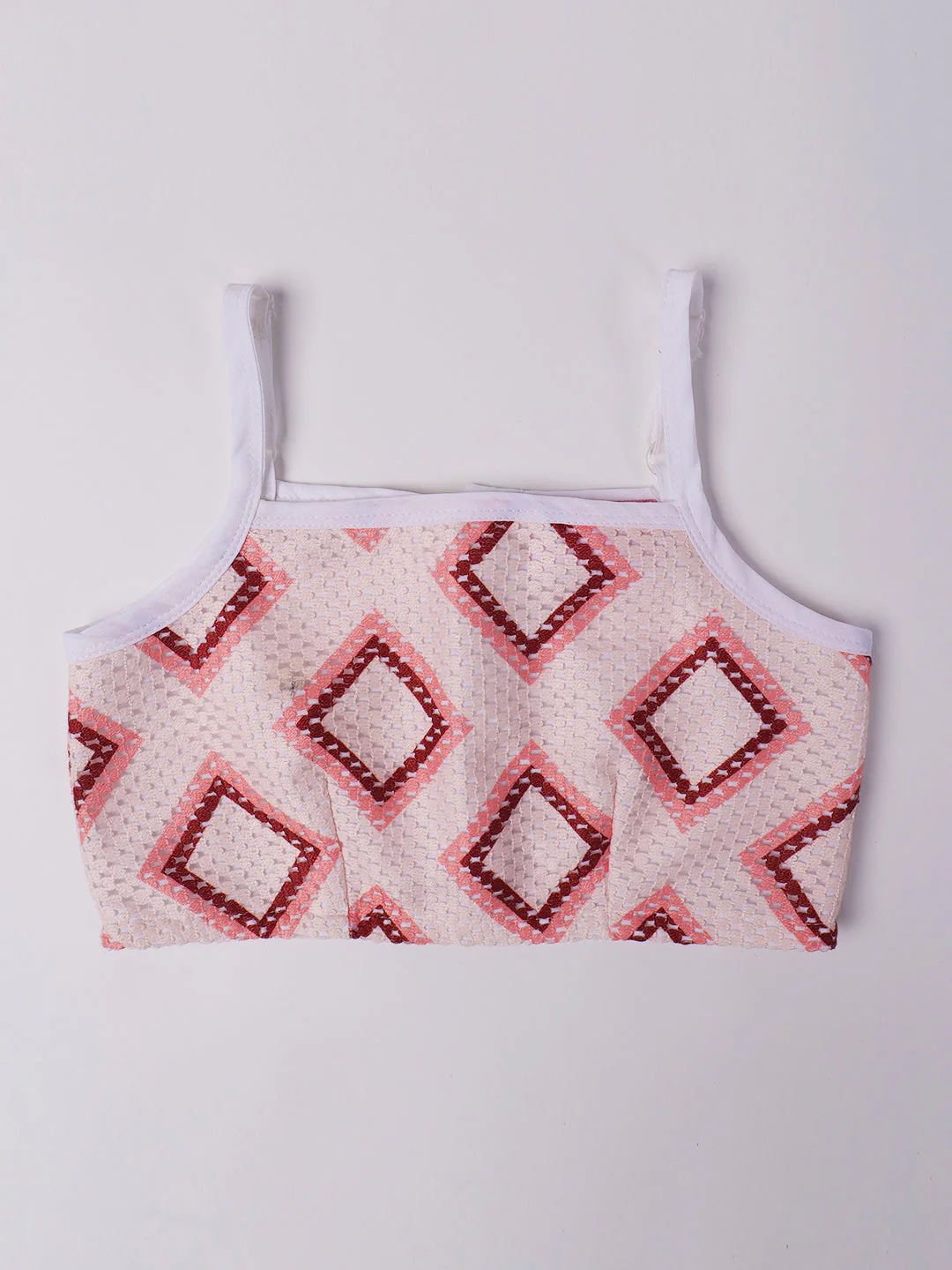 2-Piece Cream Crosia Top & Skirt Set (Sk25009708) - Image 3