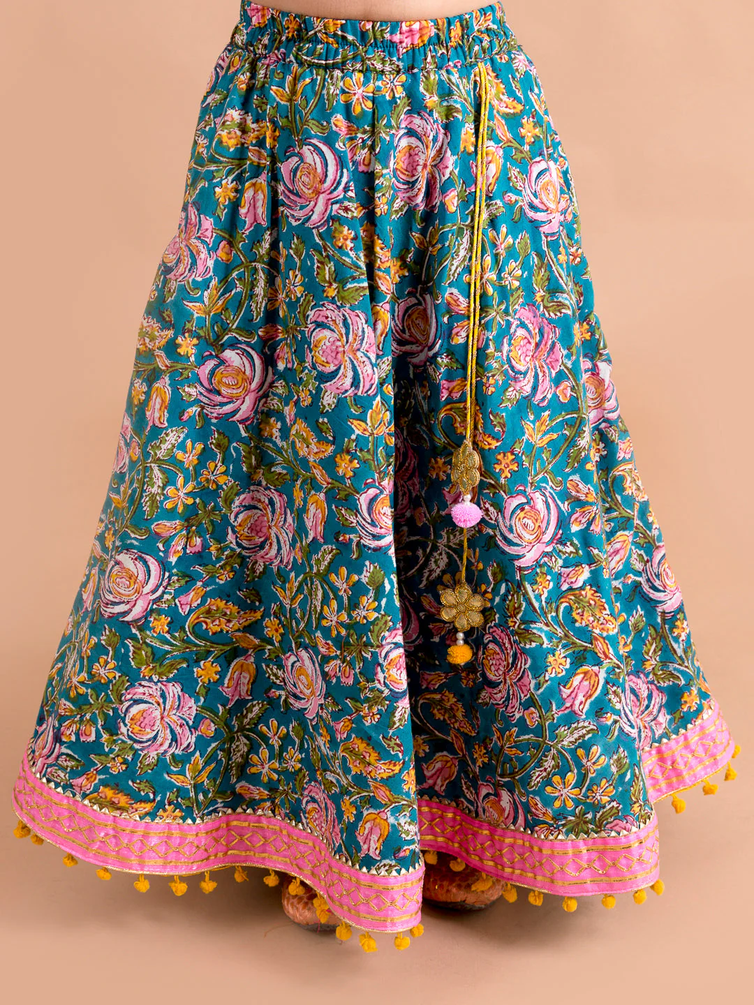 Girls Blue & Pink Ready to Wear Lehenga & Blouse With Dupatta (L-Bluejaalcold) - Image 6