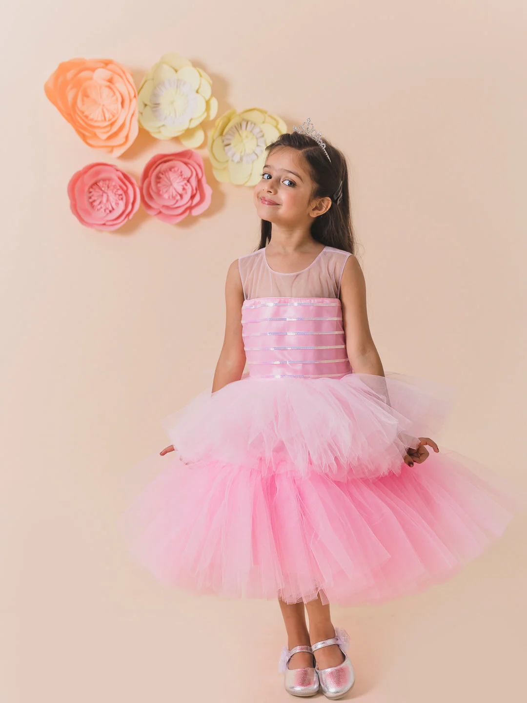 Pink Net Maxi Dress (d-pinklay) - Image 3