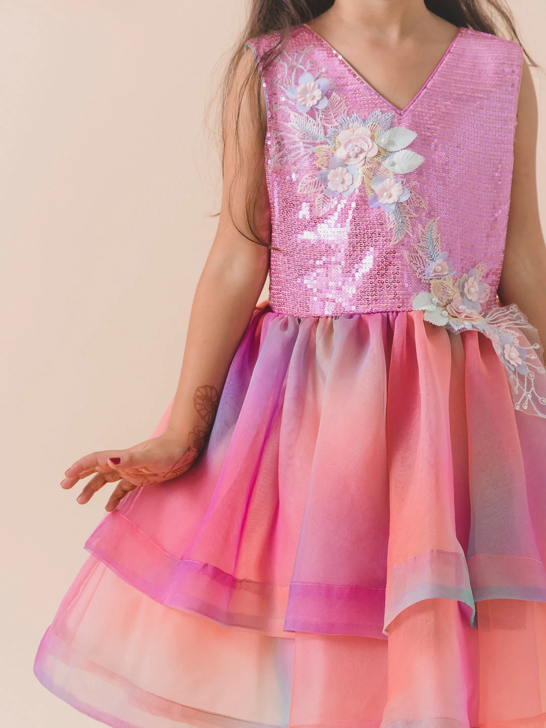 Floral Net Dress (d-rainbow) - Image 4