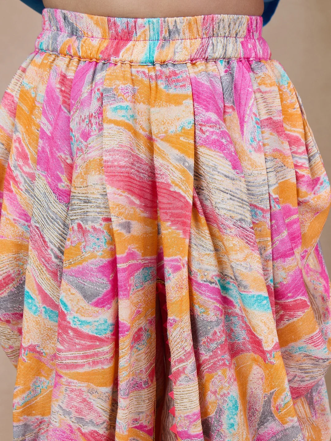 Girls Ethnic Motifs Embroidered Regular Kurti With Dhoti Pants (DH-BLUEFOILTIKLI) - Image 6