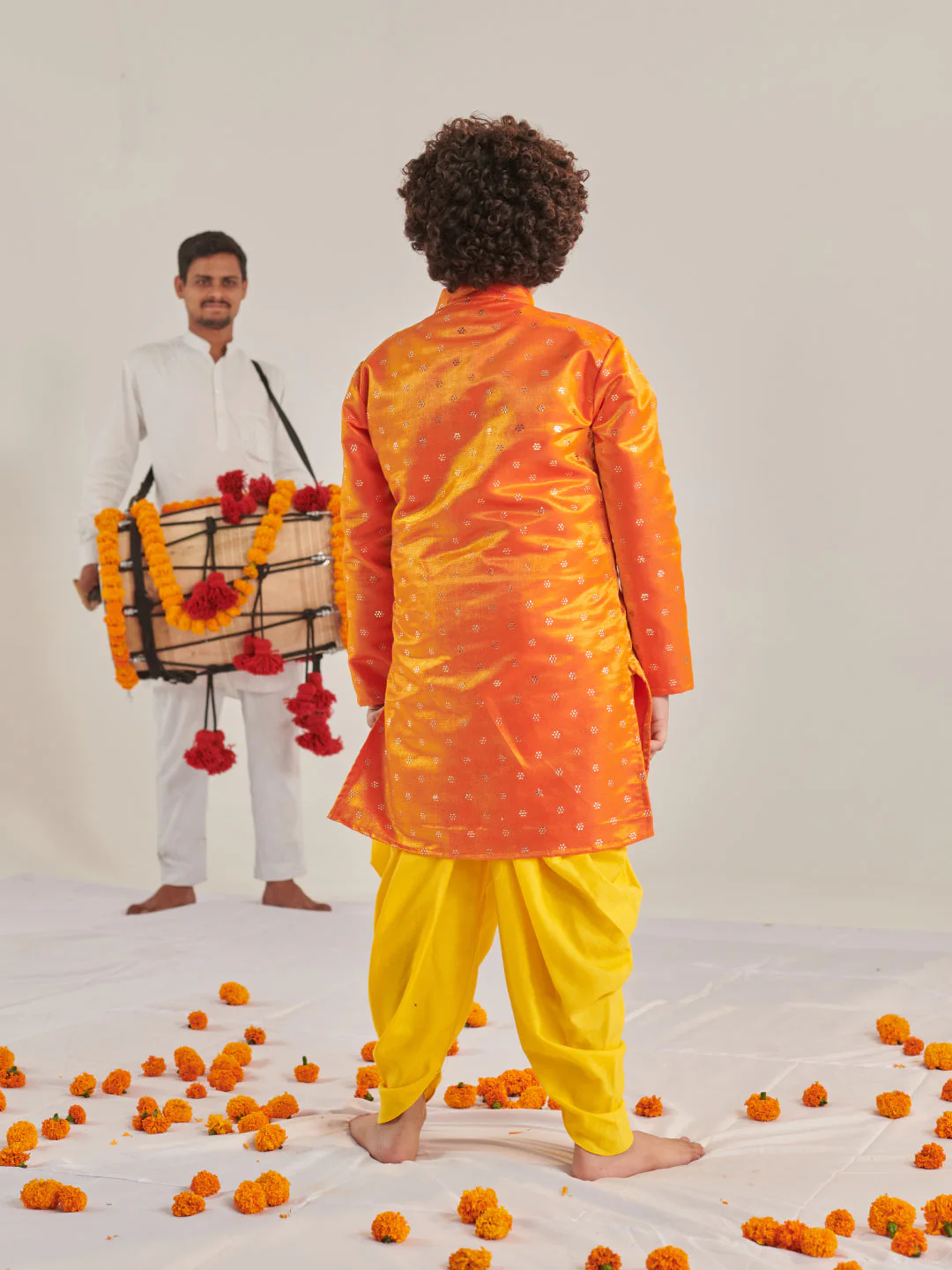 Boys Ethnic Motifs Regular Kurta With Dhoti Pants (KP-BANGLORIORANGE) - Image 4