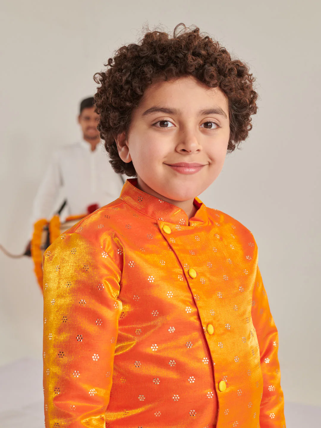 Boys Ethnic Motifs Regular Kurta With Dhoti Pants (KP-BANGLORIORANGE) - Image 5