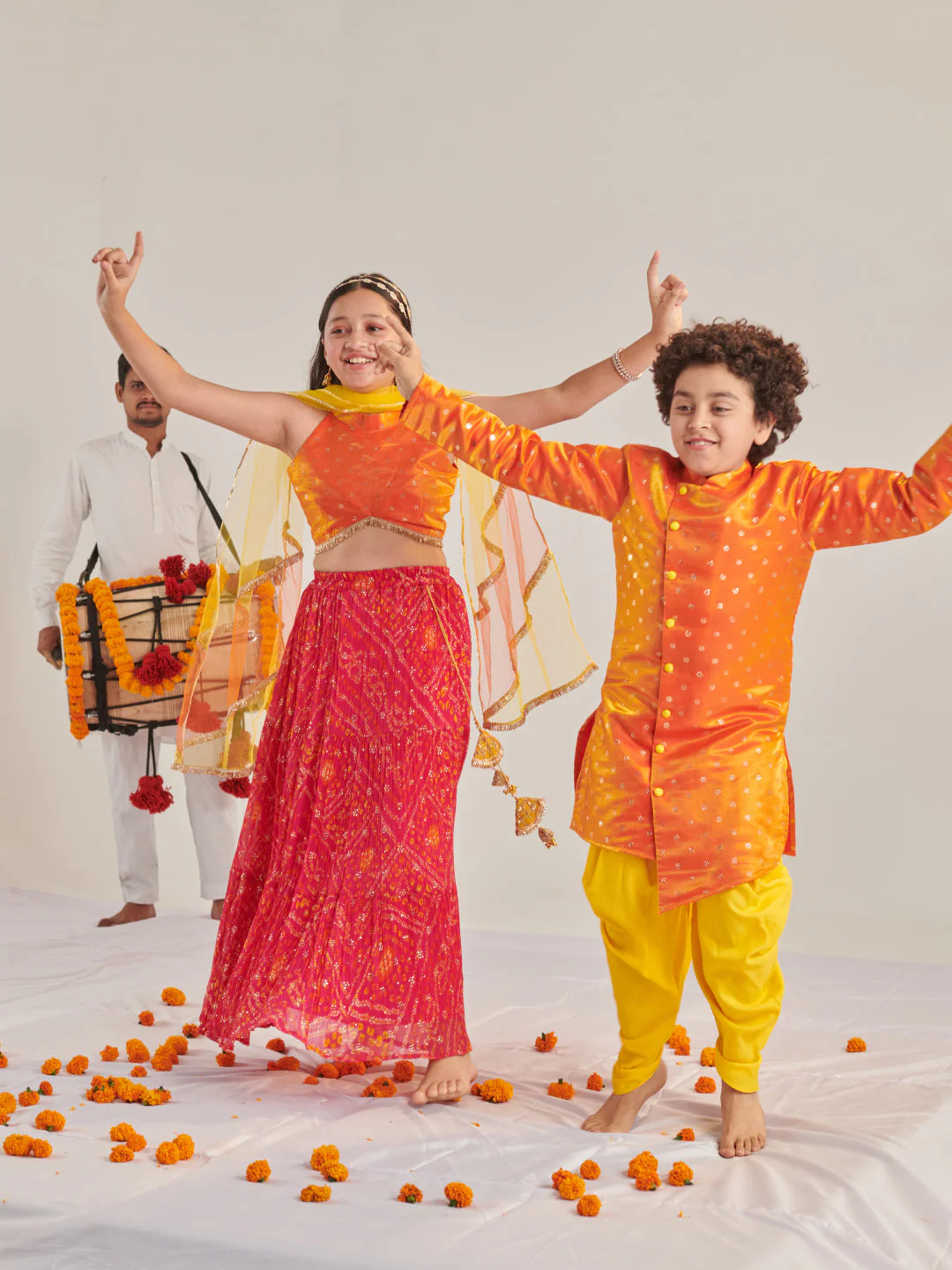 Boys Ethnic Motifs Regular Kurta With Dhoti Pants (KP-BANGLORIORANGE) - Image 7