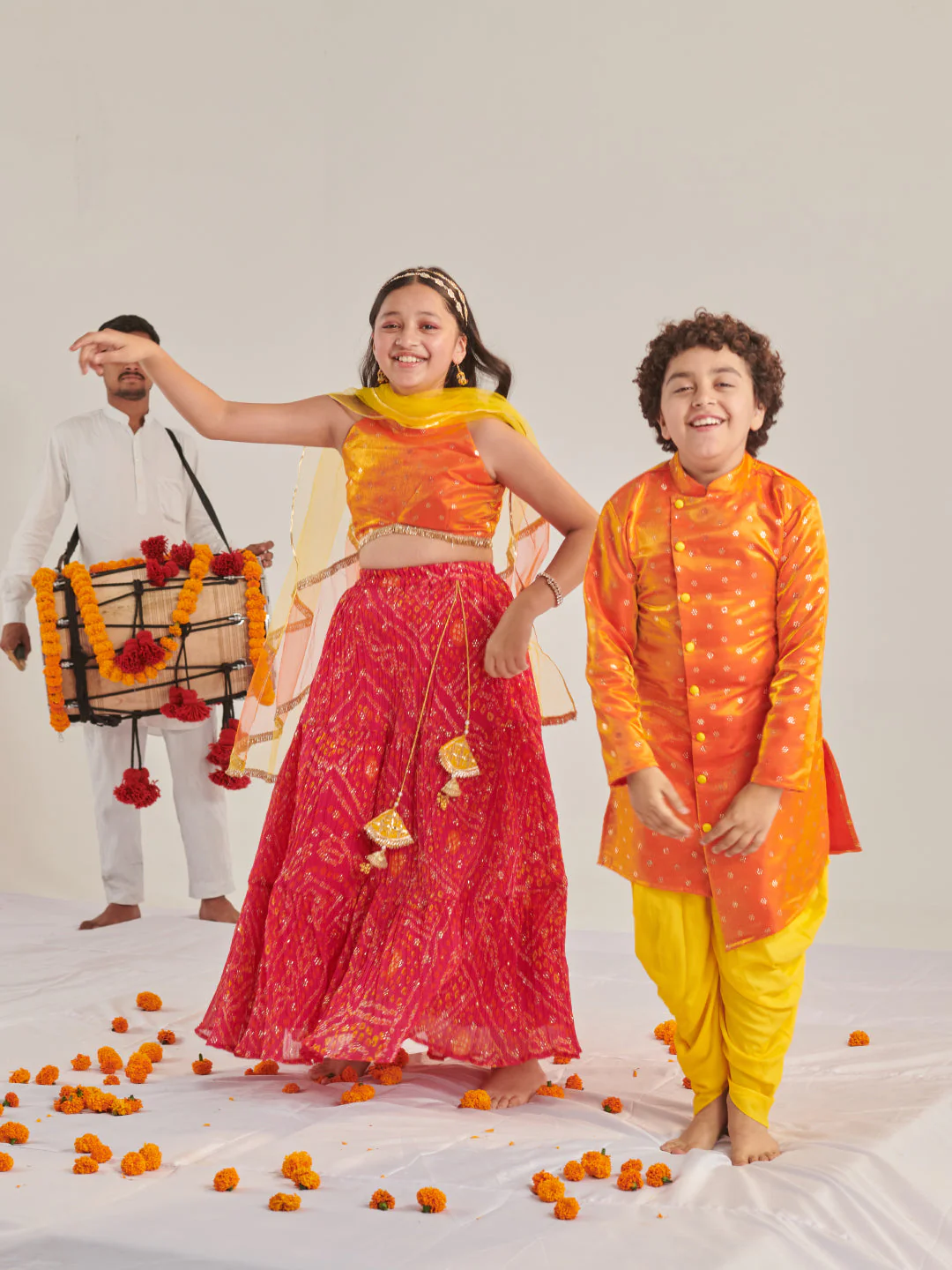 Boys Ethnic Motifs Regular Kurta With Dhoti Pants (KP-BANGLORIORANGE) - Image 8