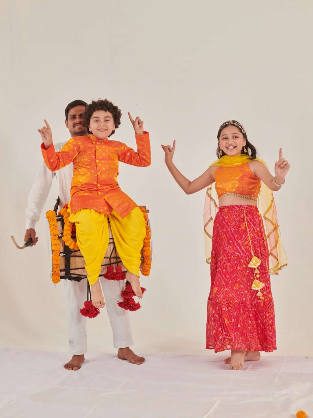 Boys Ethnic Motifs Regular Kurta With Dhoti Pants (KP-BANGLORIORANGE) - Image 9