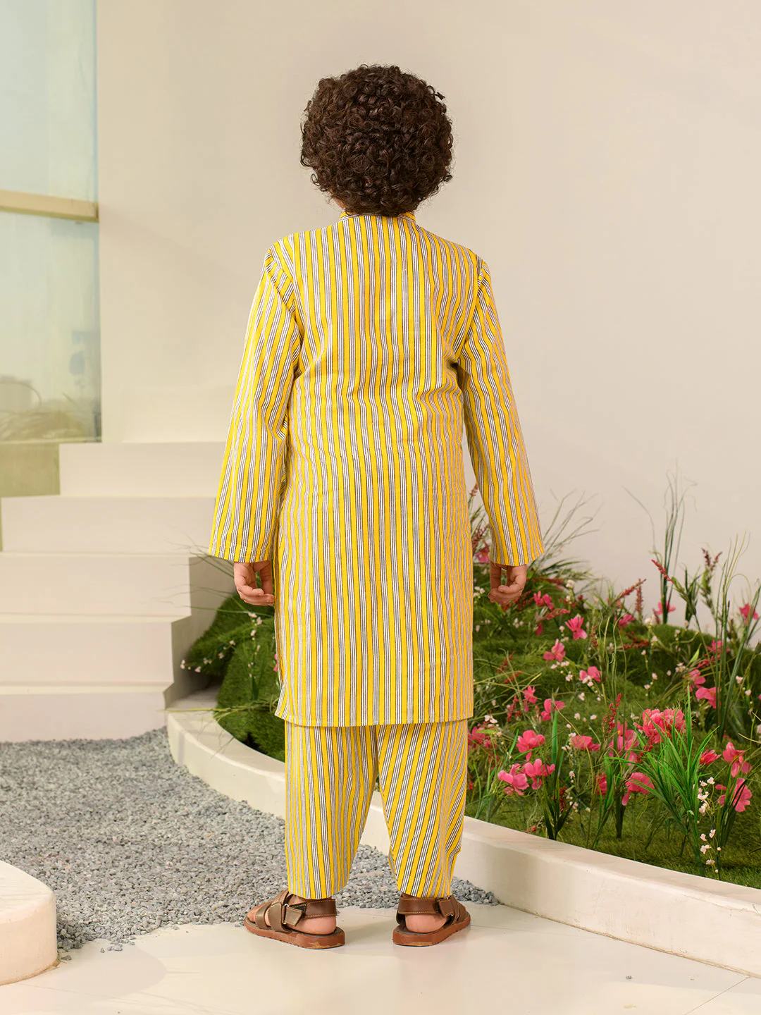 Boys Ethnic Motifs Printed Pure Cotton Kurta with Pyjamas & Nahru Jacket (KP-BLACKSTRIPE) - Image 4