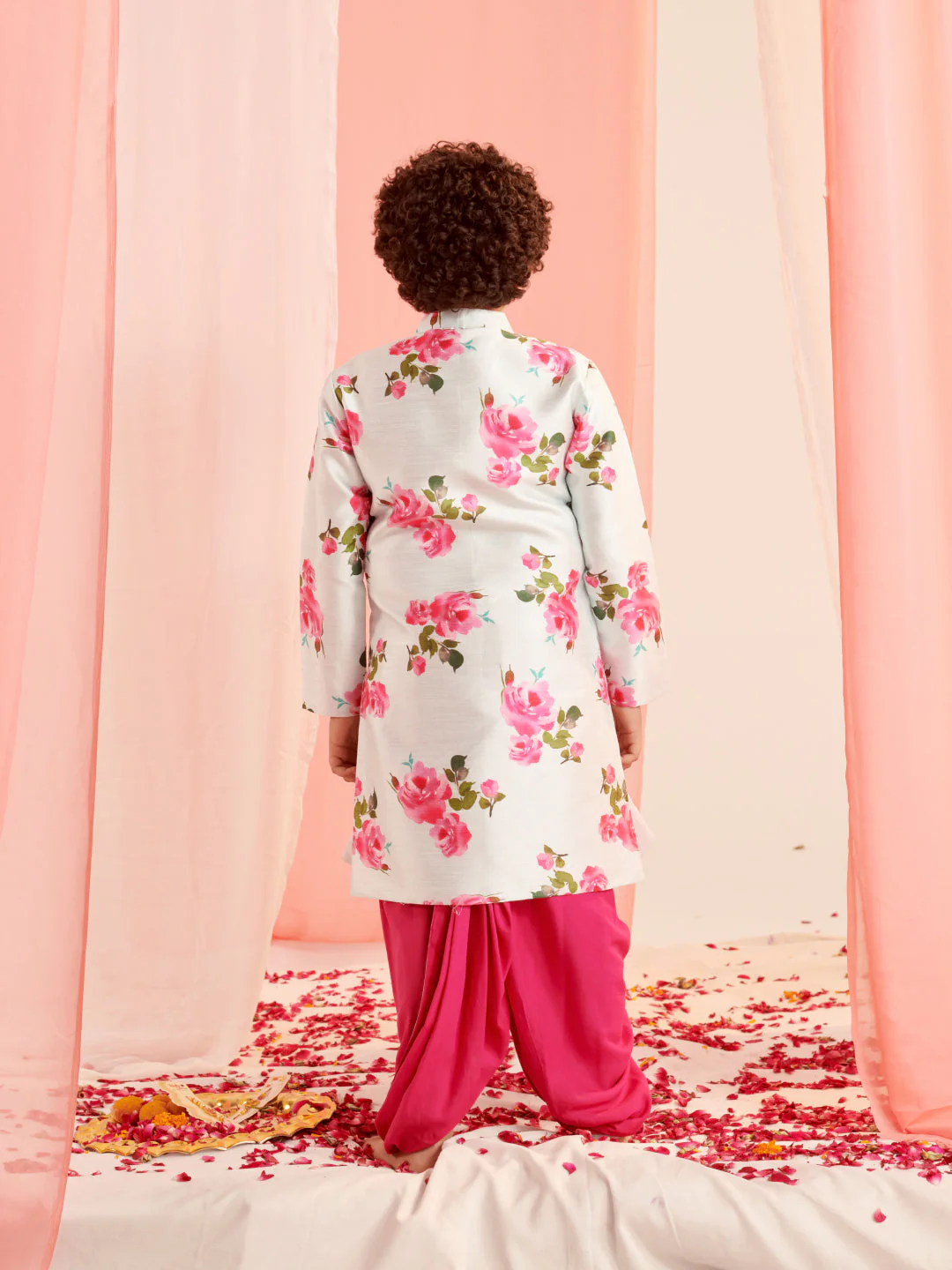 Boys Floral Printed Regular Kurta With Dhoti Pants (KP-FIROZIDUPIONROSE) - Image 3