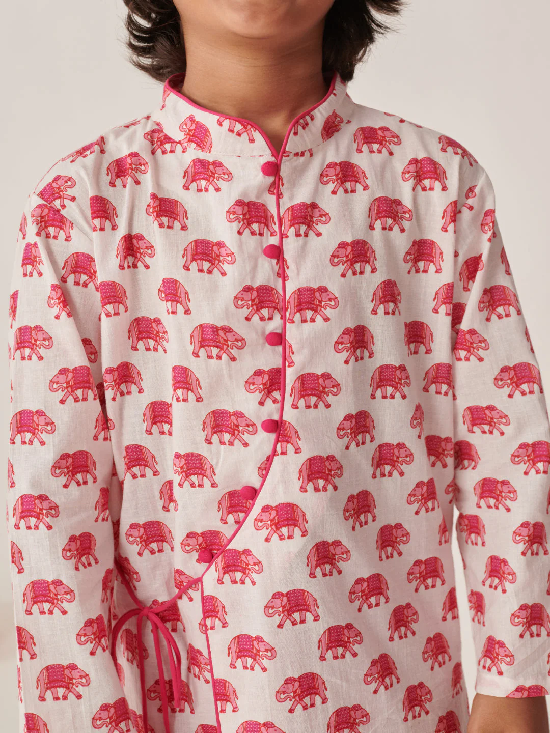 Boys Ethnic Motifs Printed Regular Kurta With Dhoti Pants (KP-MAGENTAELEPHANT) - Image 5