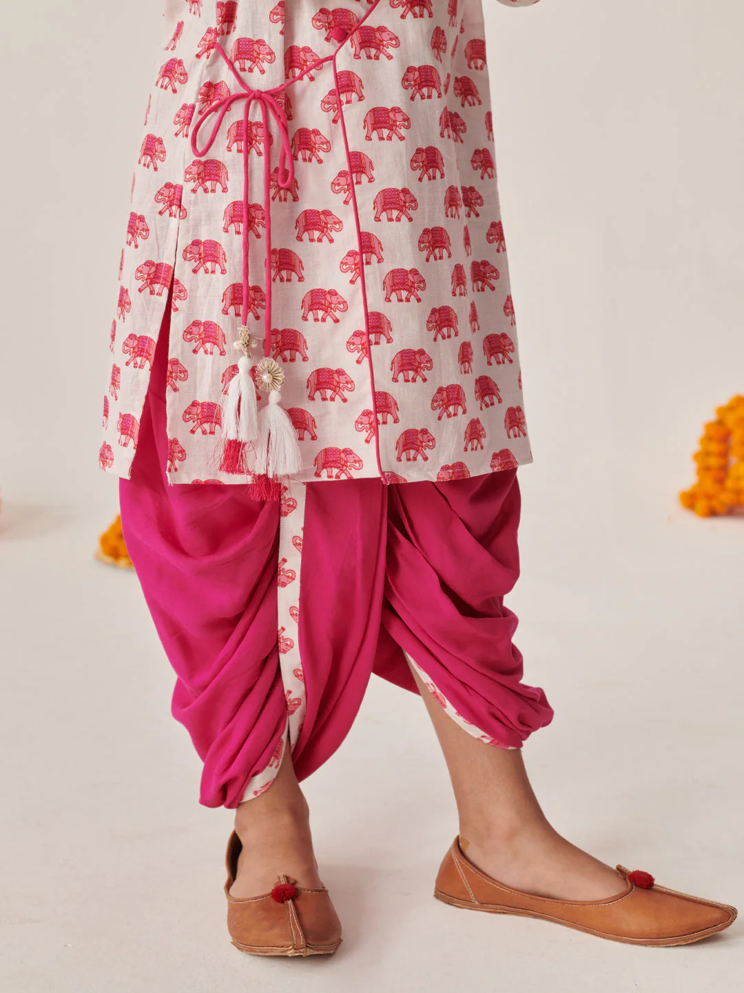 Boys Ethnic Motifs Printed Regular Kurta With Dhoti Pants (KP-MAGENTAELEPHANT) - Image 8