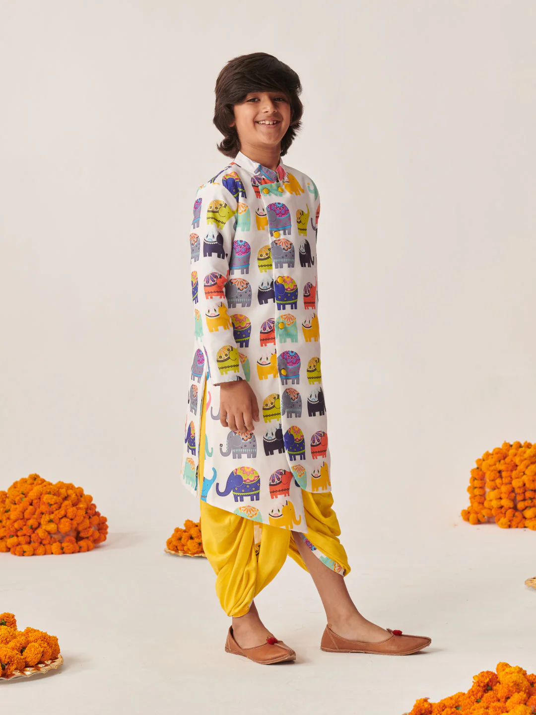 Boys Printed Regular Kurta With Dhoti Pants (KP-MULTIHATHI) - Image 3