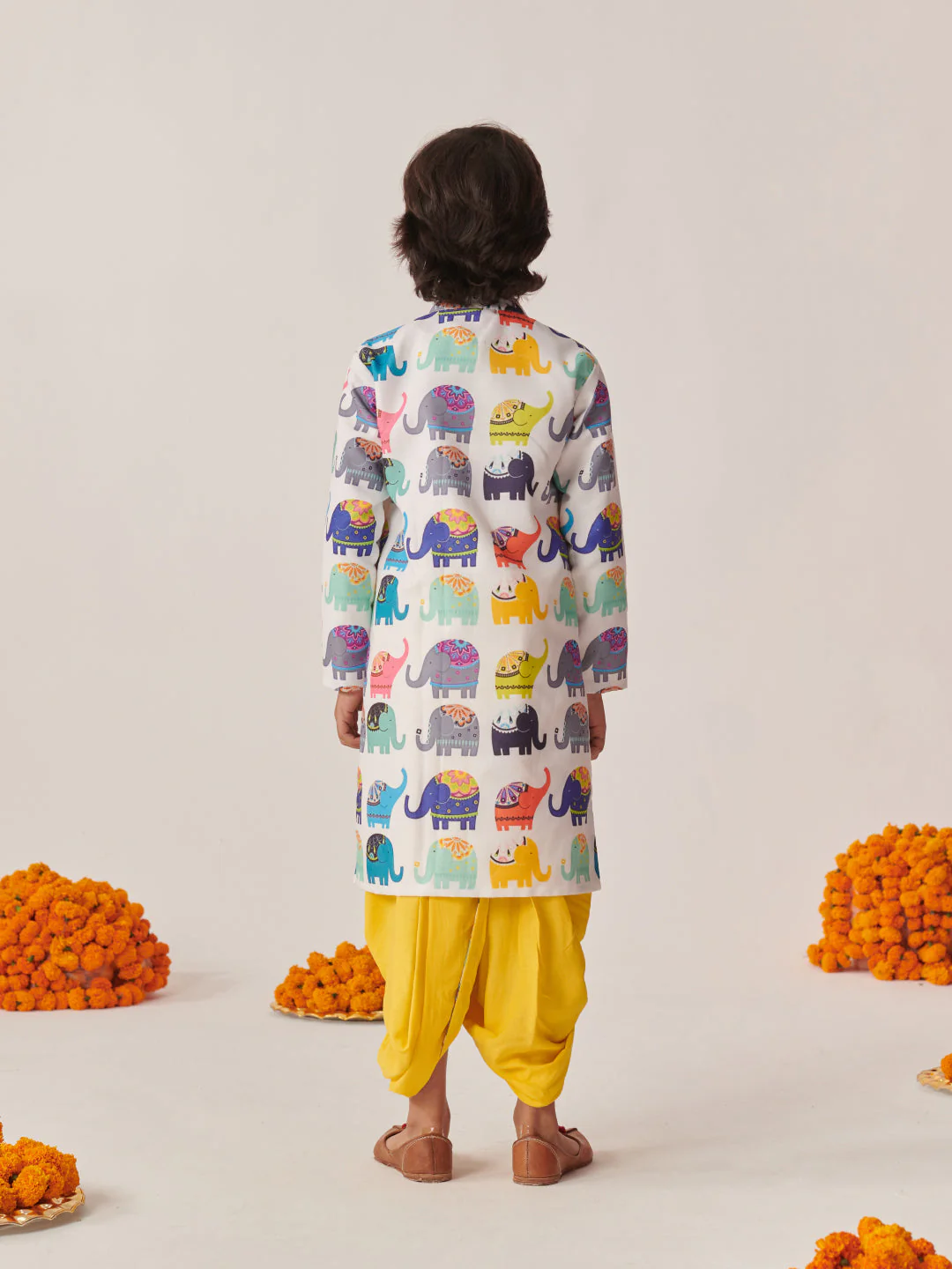 Boys Printed Regular Kurta With Dhoti Pants (KP-MULTIHATHI) - Image 4