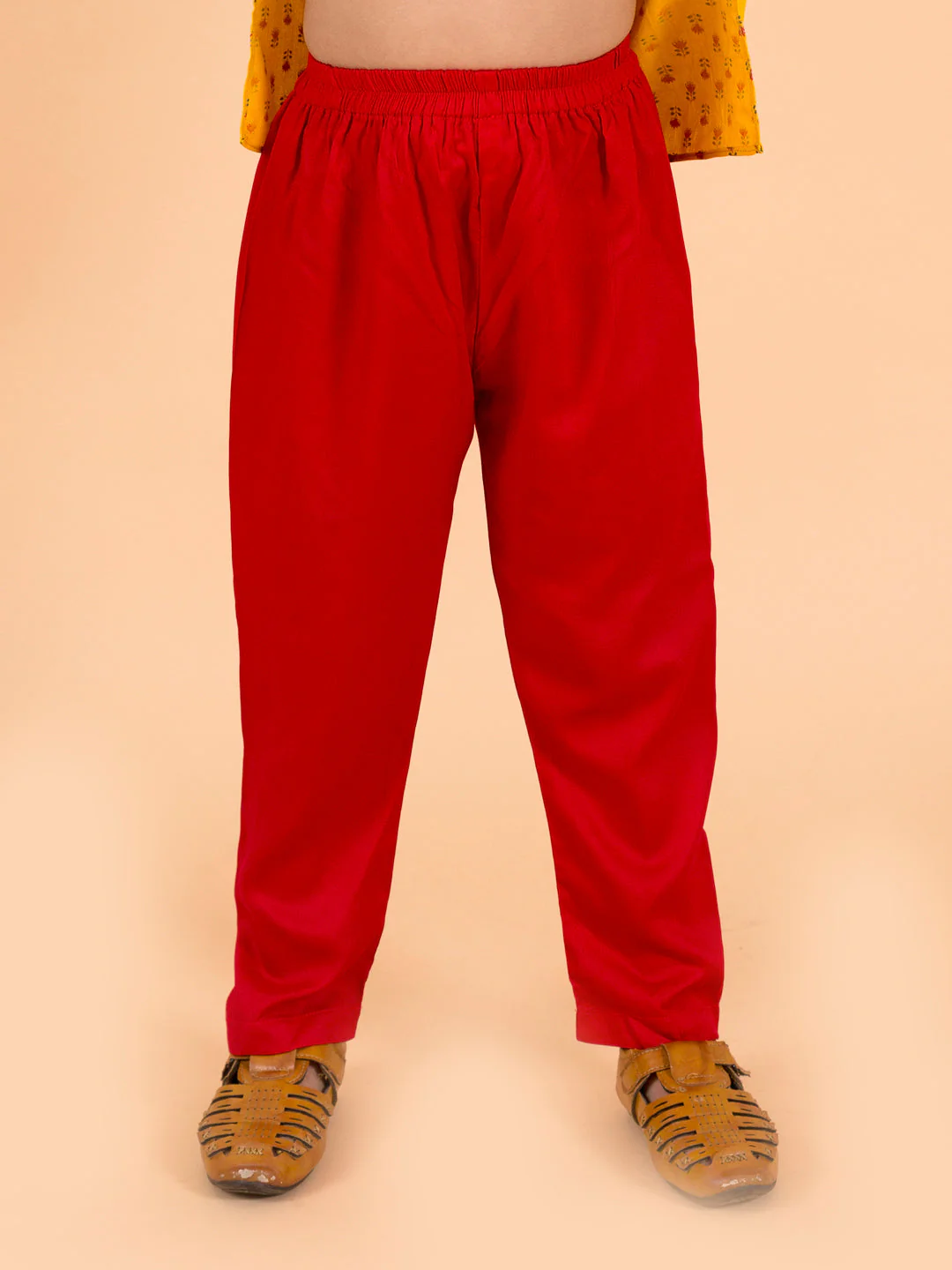 Pspeaches Boys Mustard Yellow Floral Pure Cotton Kurti with Trousers & Dupatta (KP-mustardcowl) - Image 6