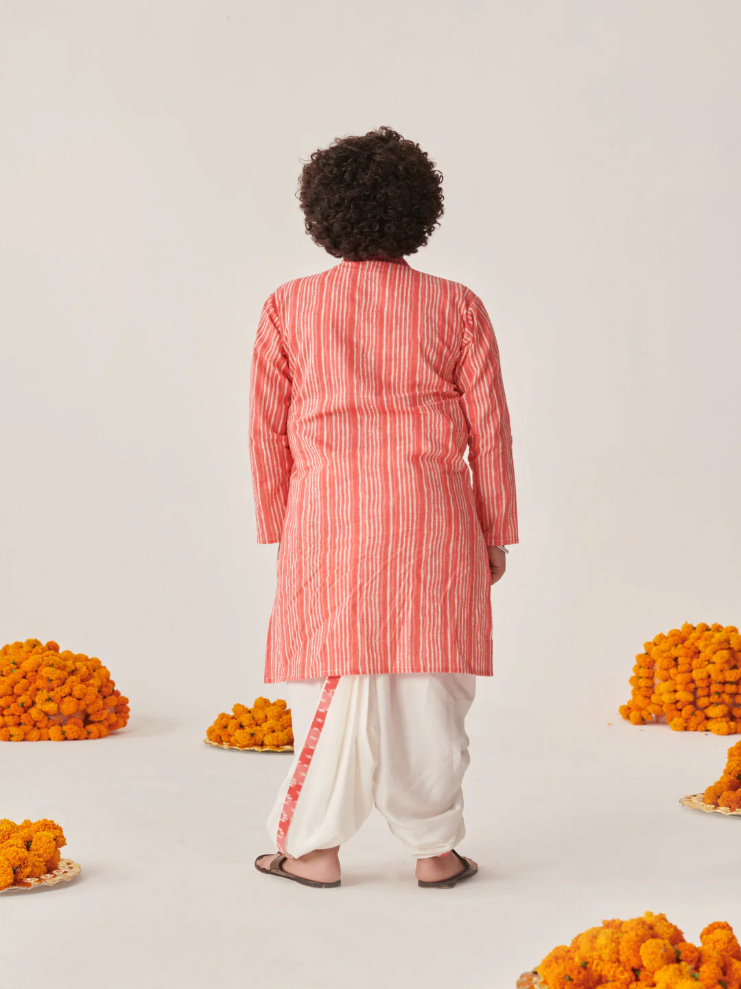 Boys Ethnic Motifs Printed Angrakha Kurta With Dhoti Pants (KP-PEACHIKKAT) - Image 6