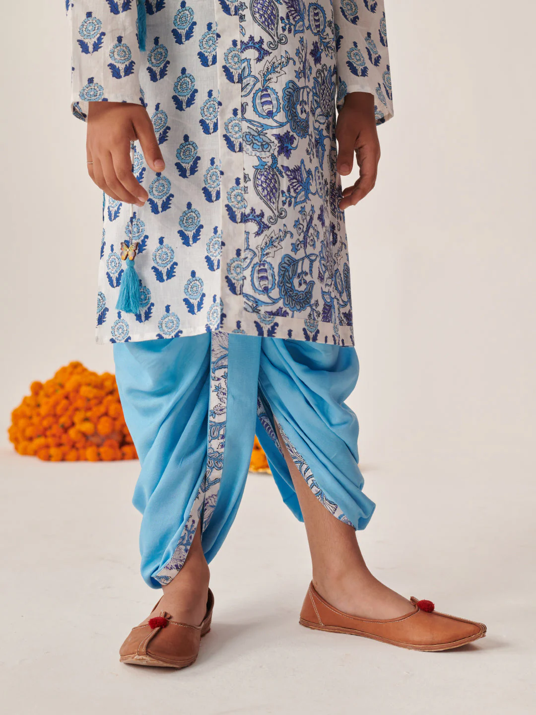 Boys Floral Printed Regular Kurta With Dhoti Pants (KP-SKYBLUEPRINT) - Image 7