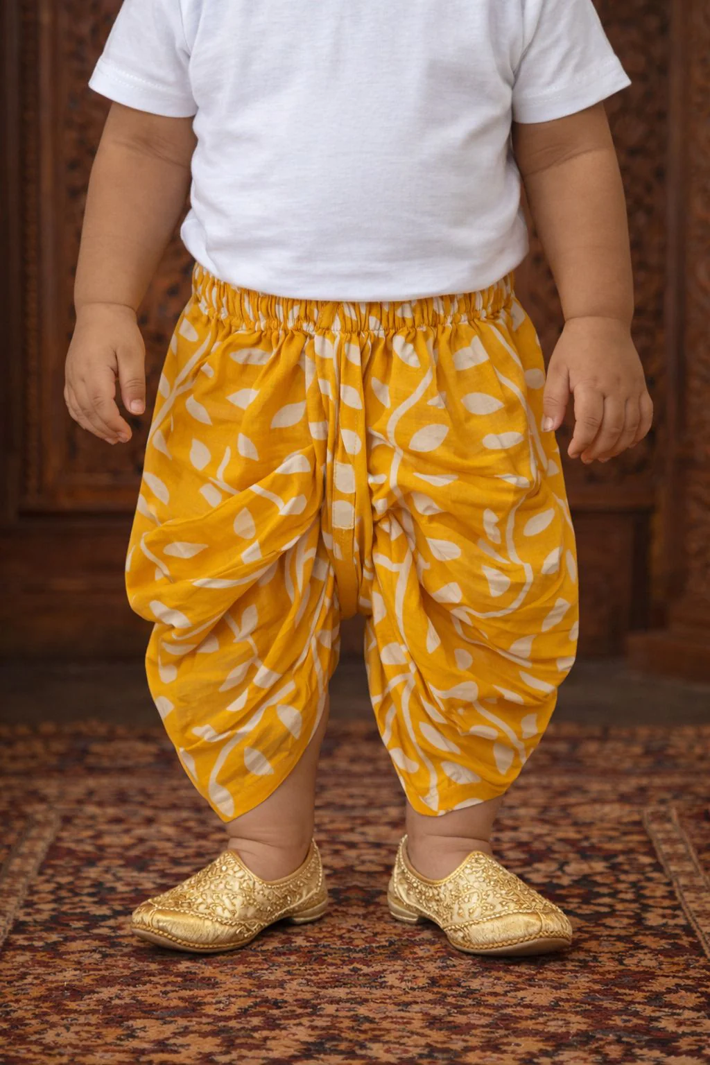 Pspeaches Baby Boy Printed Kurta Dhoti Set (inb-dhotiyellow) - Image 5