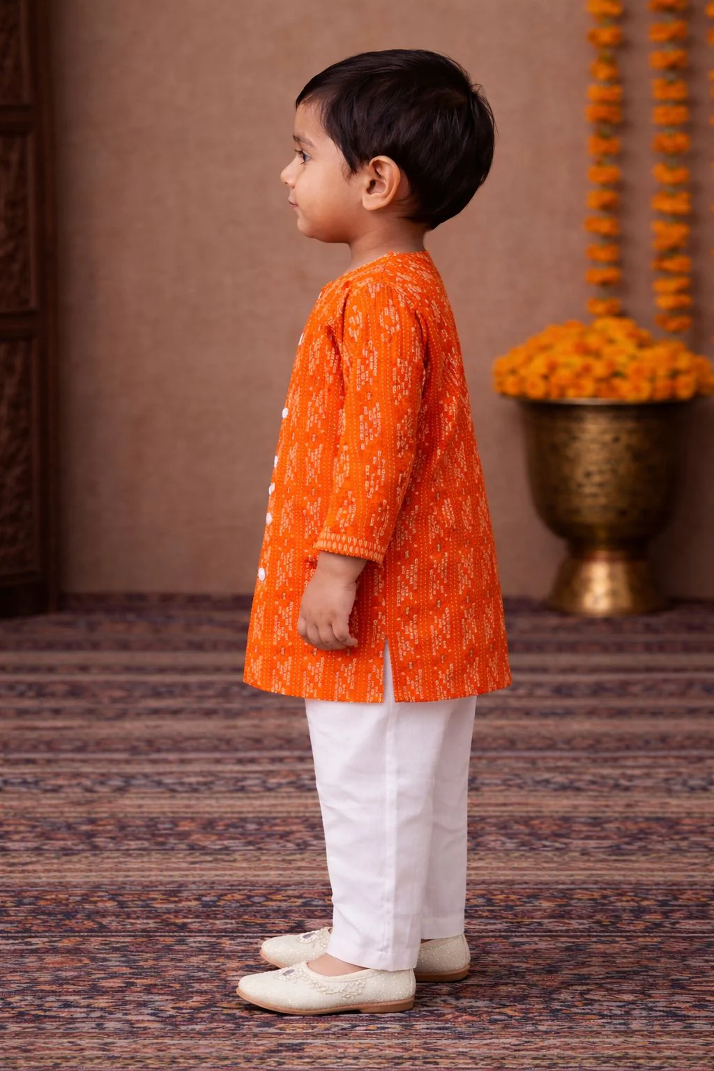 Pspeaches Baby Boy Printed Kurta Pajama Set (inb-orangedobby) - Image 3