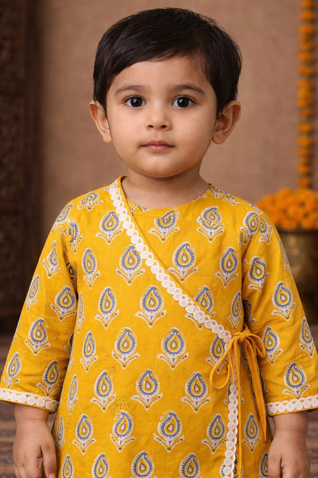 Pspeaches Baby Boy Printed Kurta Pajama Set (Inb-yellowbooti) - Image 3