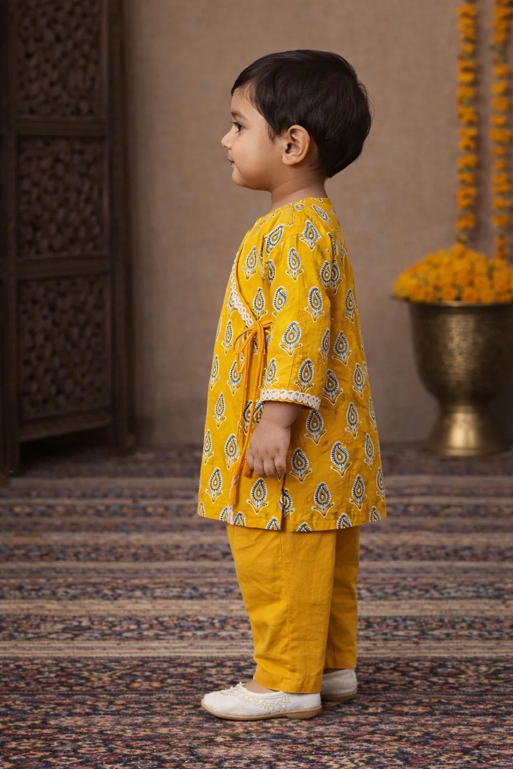 Pspeaches Baby Boy Printed Kurta Pajama Set (Inb-yellowbooti) - Image 4