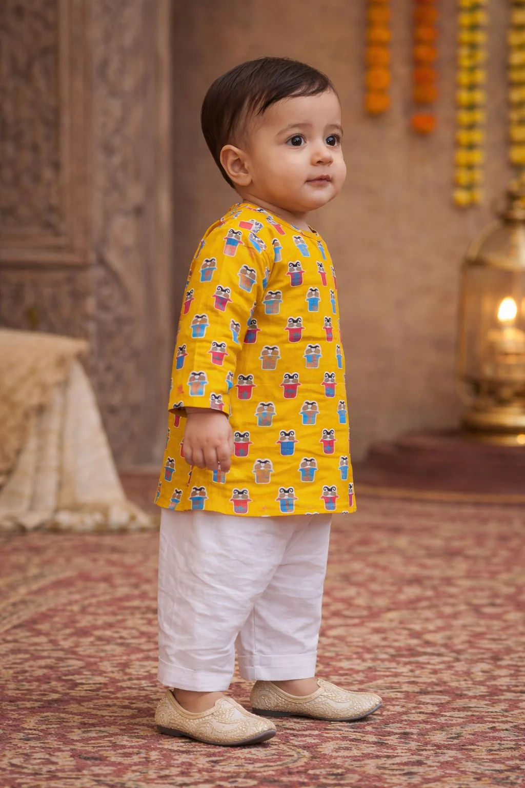 Pspeaches Baby Boy Printed Kurta Pajama Set (inb-yellowmoustache) - Image 3