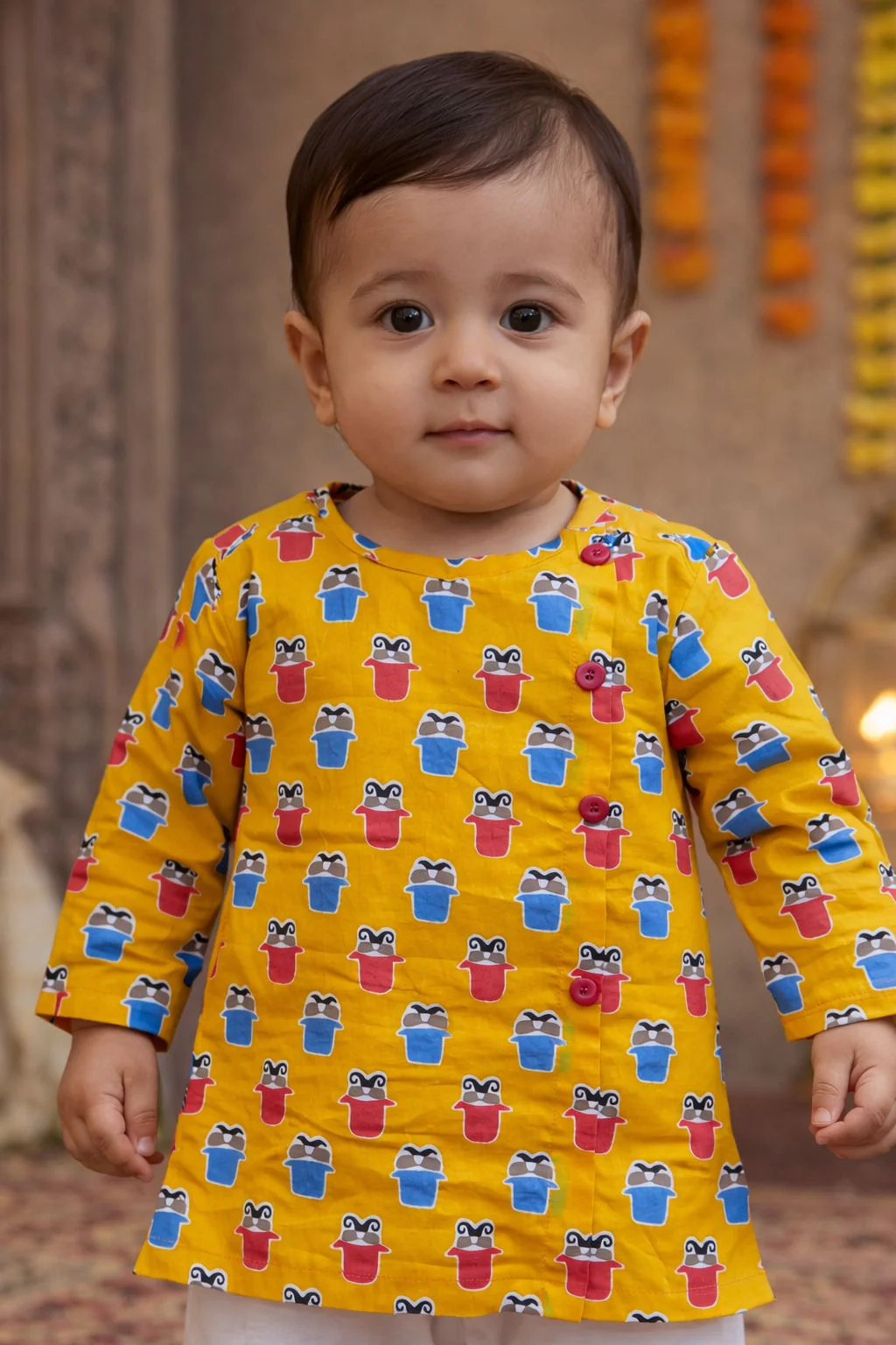 Pspeaches Baby Boy Printed Kurta Pajama Set (inb-yellowmoustache) - Image 4