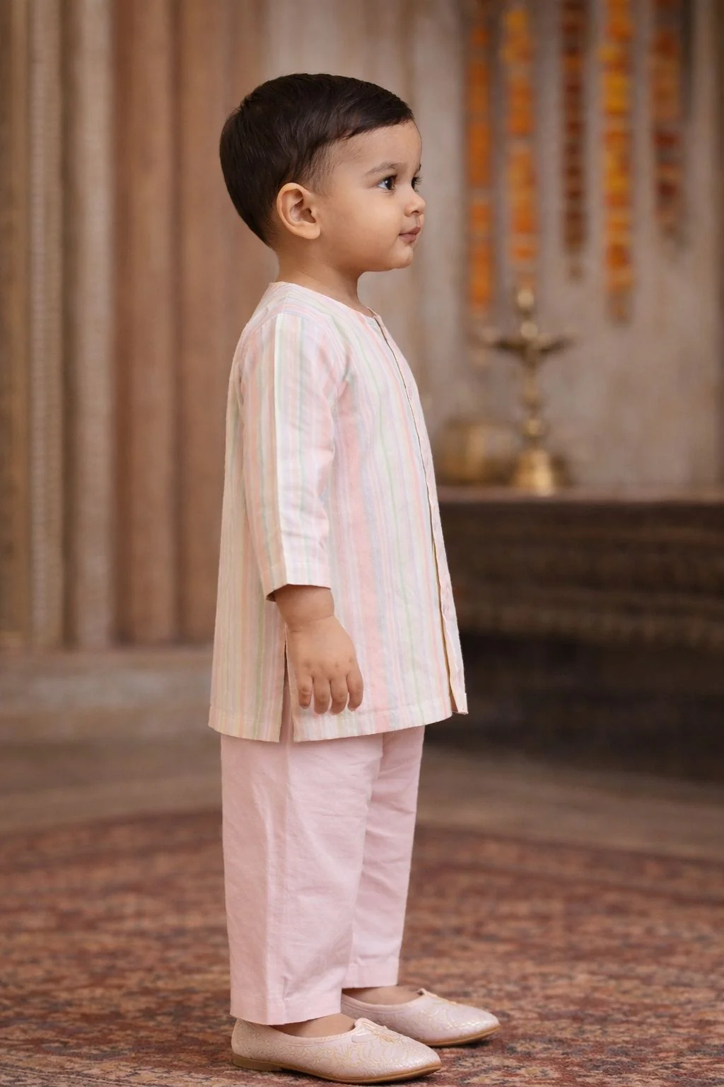 Pspeaches Baby Boy Stripe Kurta Pajama Set (inb-lurexstripes) - Image 3