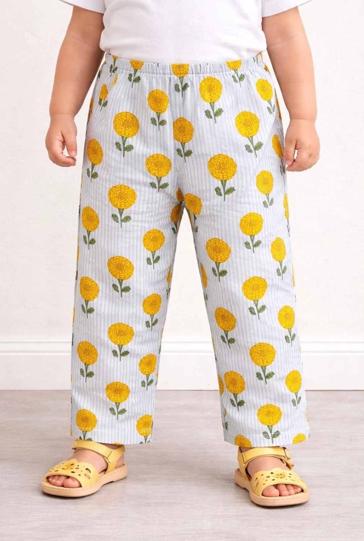 Pspeaches Baby Girl Printed Kurta Pajama Set (ing-bluestripes) - Image 4