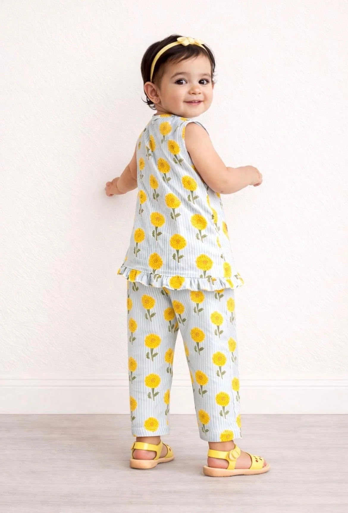 Pspeaches Baby Girl Printed Kurta Pajama Set (ing-bluestripes) - Image 5