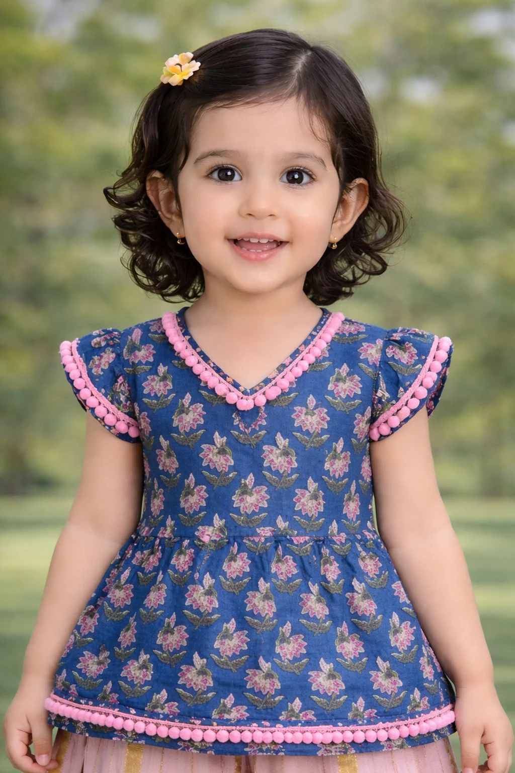 Pspeaches Baby Girl Printed Kurta Palazzo Set (ing-bluepink) - Image 4