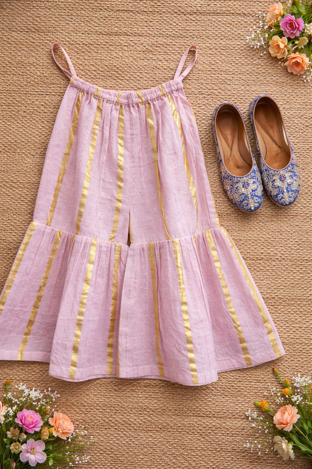 Pspeaches Baby Girl Printed Kurta Palazzo Set (ing-bluepink) - Image 5