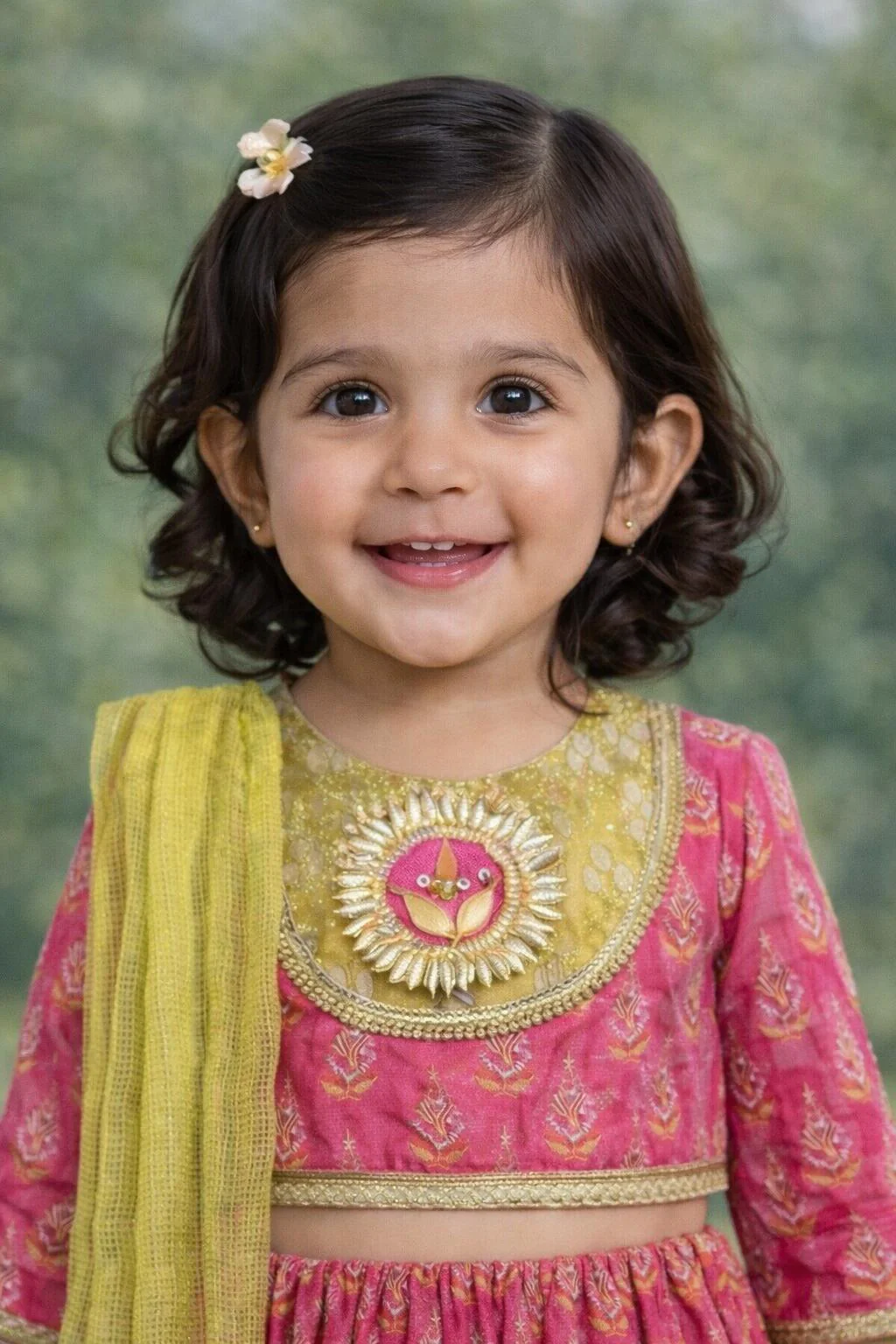 Pspeaches Baby Girl Printed Lehenga Choli with Dupatta Set (ing-lgreenfoil) - Image 4