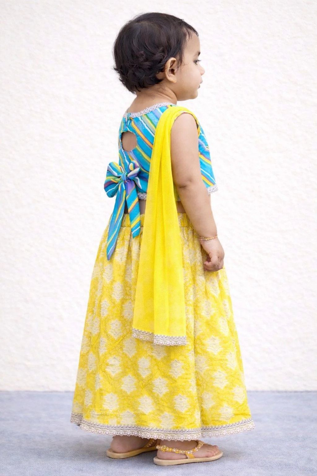 Pspeaches Baby Girl Printed Lehenga Choli with Dupatta Set (ing-lyellowfoil) - Image 3