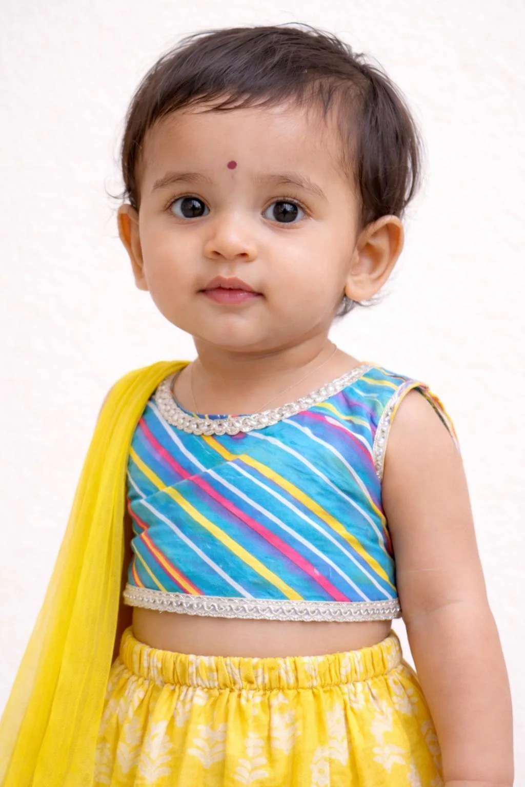 Pspeaches Baby Girl Printed Lehenga Choli with Dupatta Set (ing-lyellowfoil) - Image 4