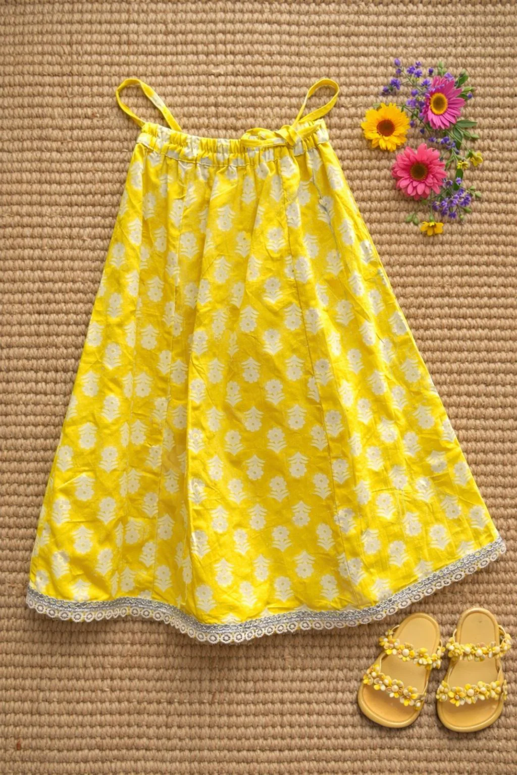 Pspeaches Baby Girl Printed Lehenga Choli with Dupatta Set (ing-lyellowfoil) - Image 5