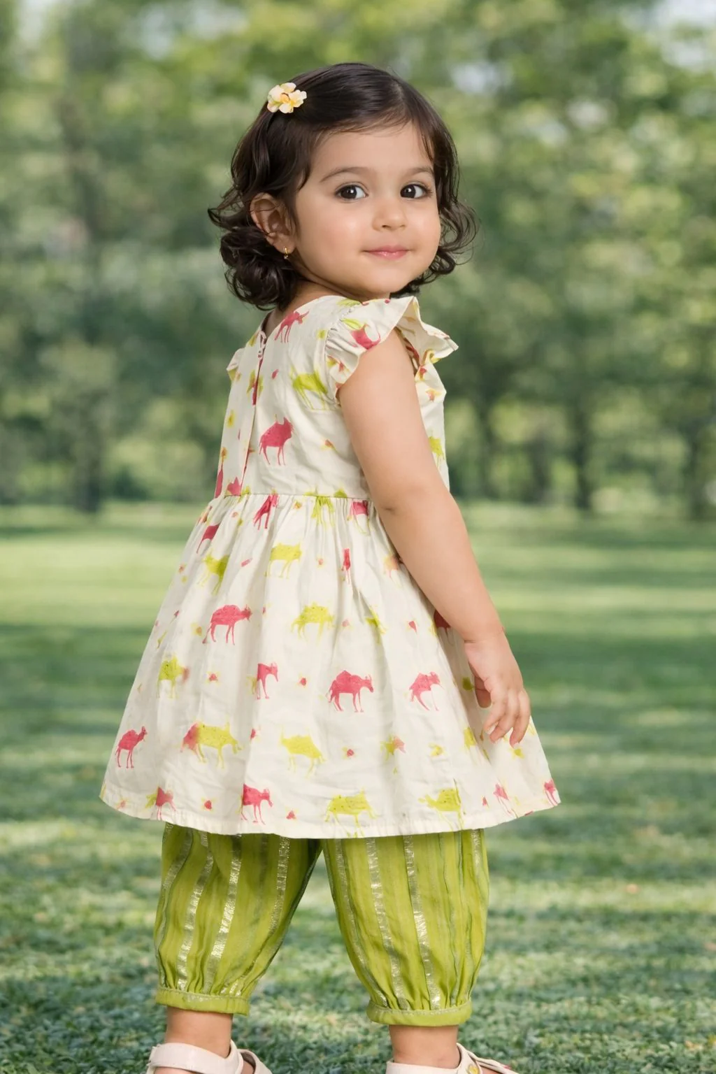 Pspeaches Baby Girls Animal Print Kurta Set (ing-camel) - Image 3