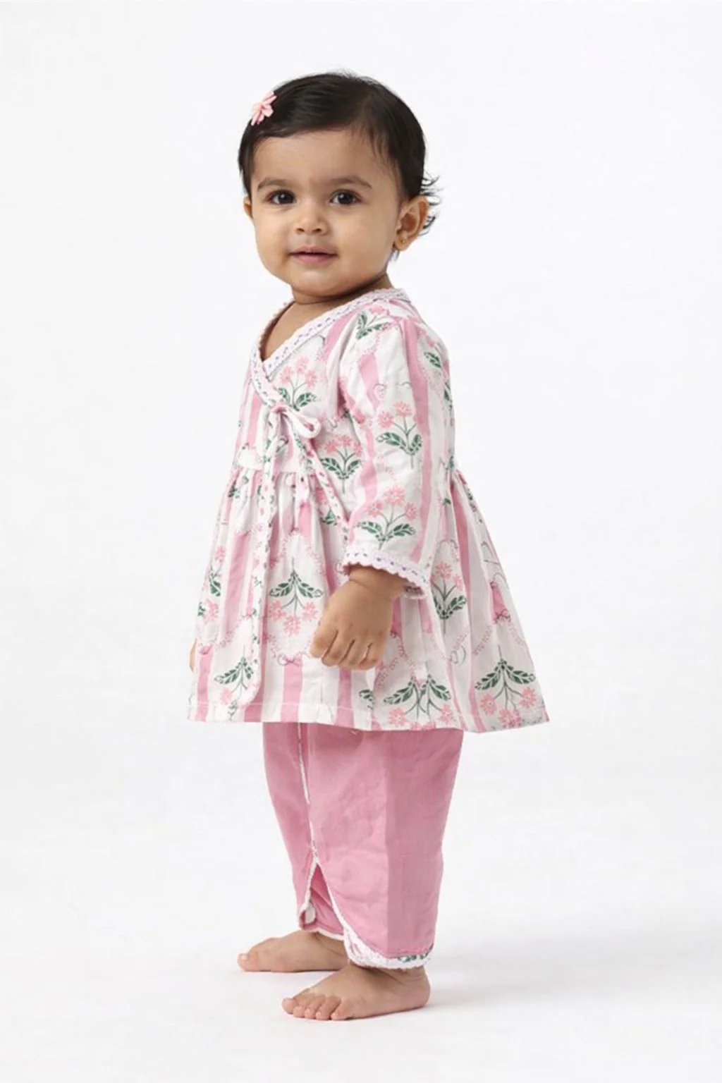 Pspeaches Baby Girls Floral Kurta & Dhoti Set (ing-pinkbooti) - Image 3