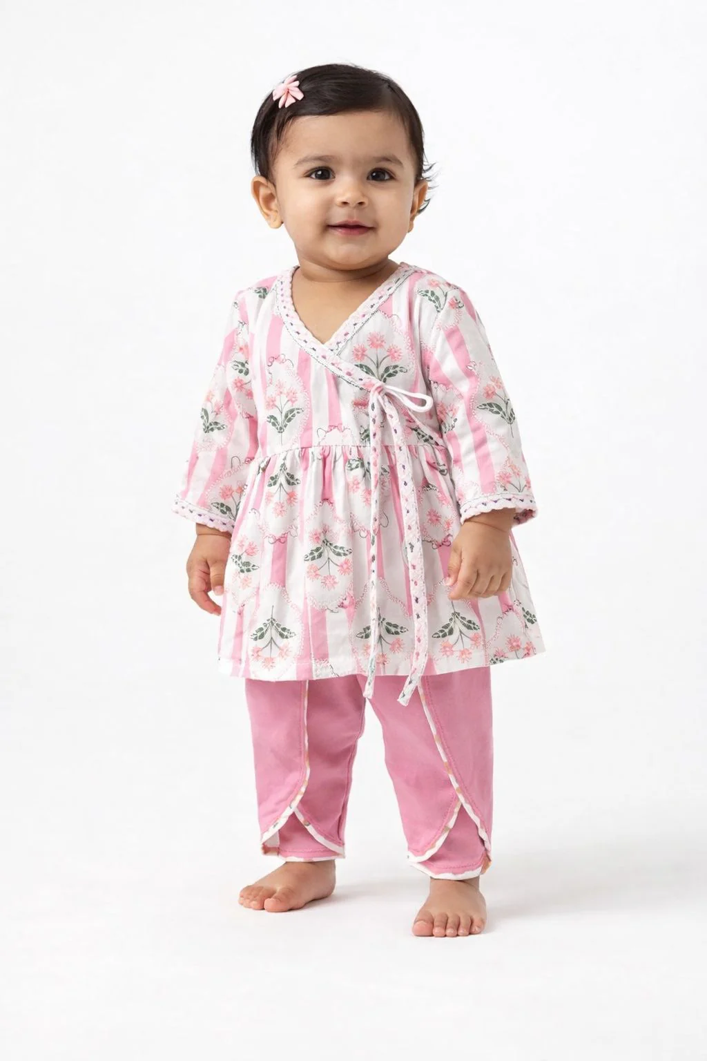 Pspeaches Baby Girls Floral Kurta & Dhoti Set (ing-pinkbooti) - Image 4