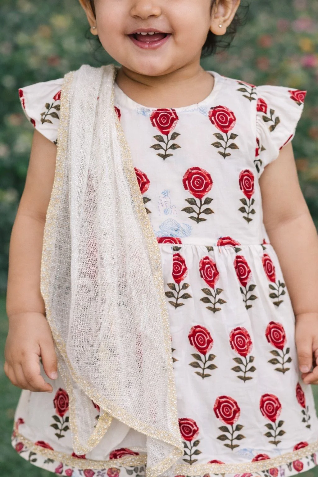 Pspeaches Baby Girls Floral Kurta Set with Dupatta (ing-whitebooti) - Image 4