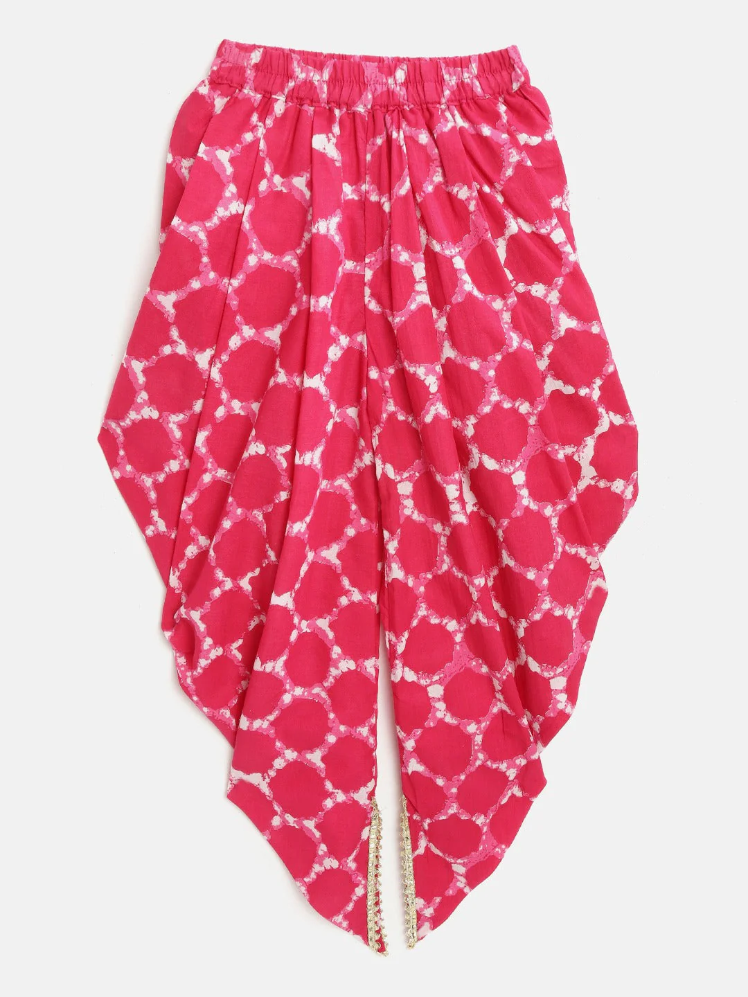 Girls Green & Pink Floral Print Kurti with Dhoti Pants (Dh-GreenJaal) - Image 3