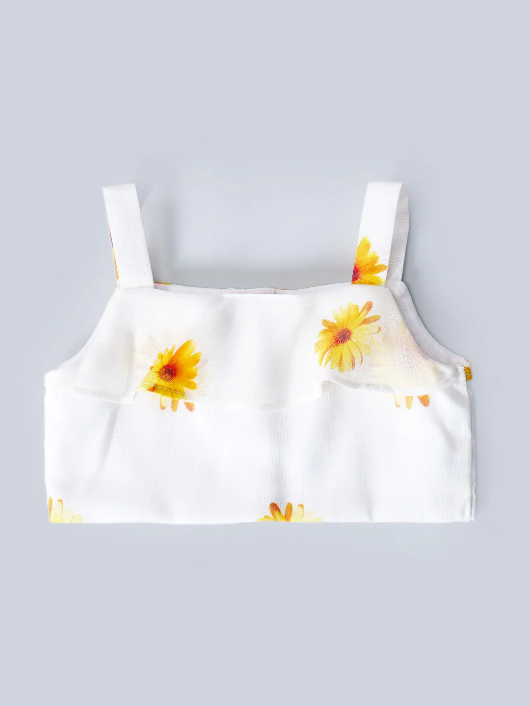 White Top And Skirt Set With Yellow Floral Print (Sk25018012) - Image 5