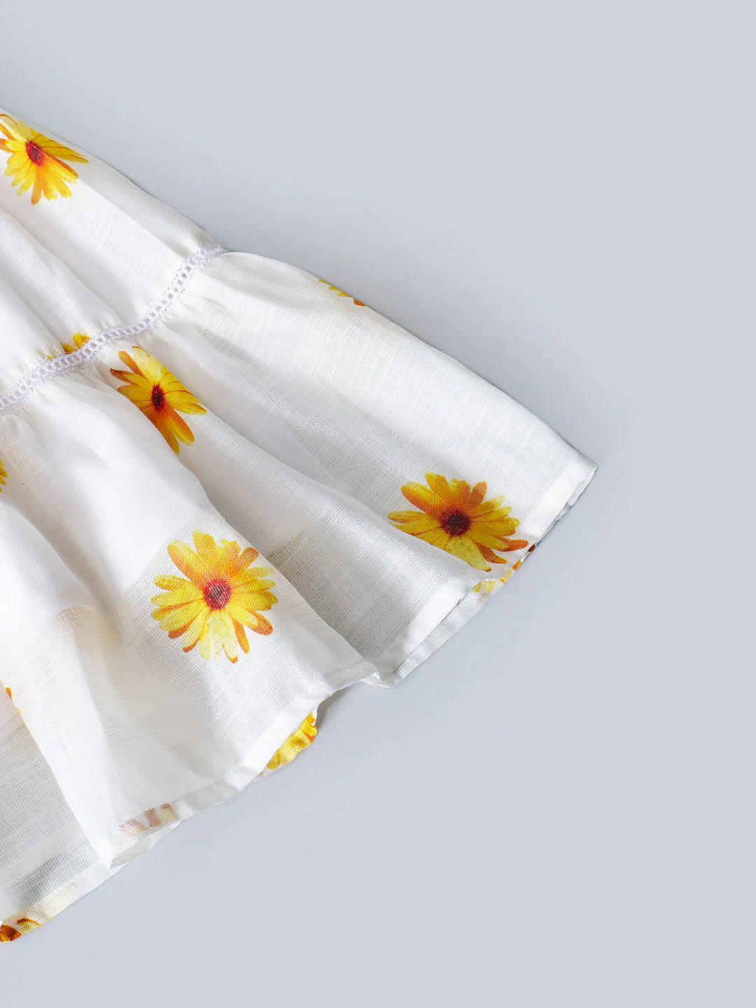 White Top And Skirt Set With Yellow Floral Print (Sk25018012) - Image 7